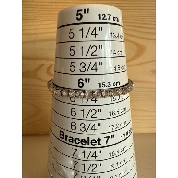 Crystal Rhinestone Tennis Bracelet 6" Stretch Slim Design For Women & Teens - Picture 3 of 4